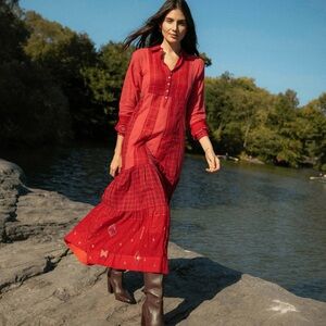 Red Long Sleeve Maxi Dress